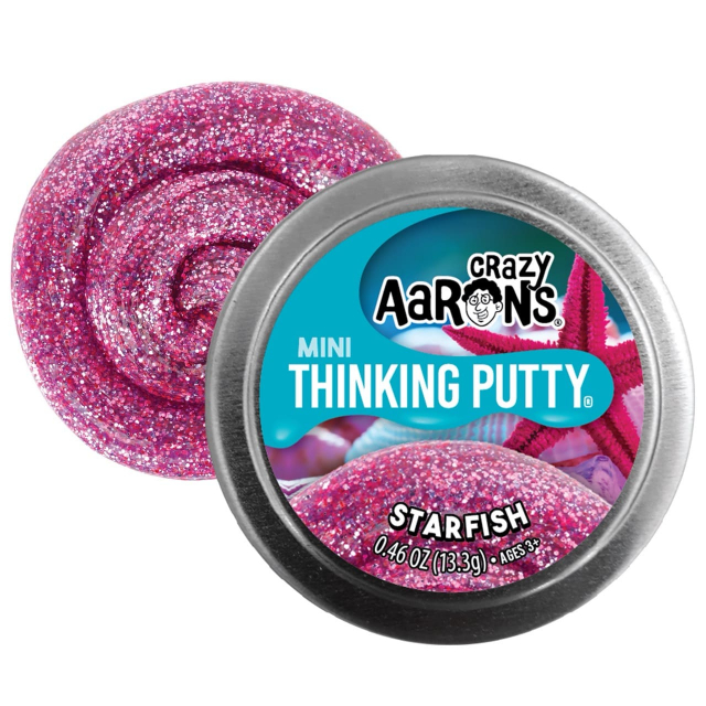 Thinking Putty Mini Starfish rosa glittrig knådlera med burk