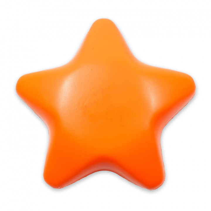 Stressboll Stjärna – orange boll i form av en stjärna som ger lagom motstånd.