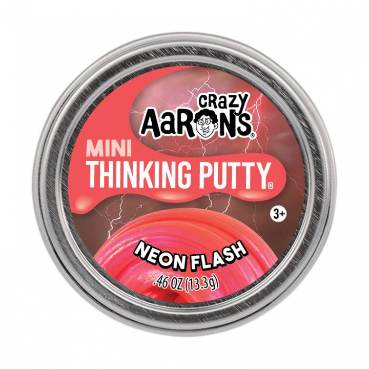 Crazy Aaron’s Thinking Putty Mini Neon Flash – neonrosa knådlera i metallburk