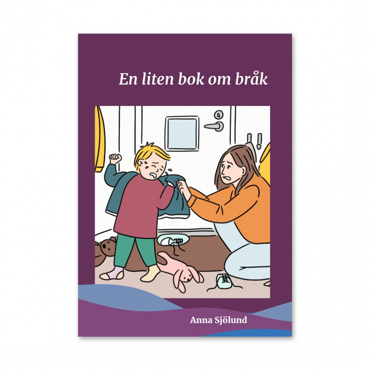 Lila bokomslag med illustration av barn och vuxen i konflikt.
