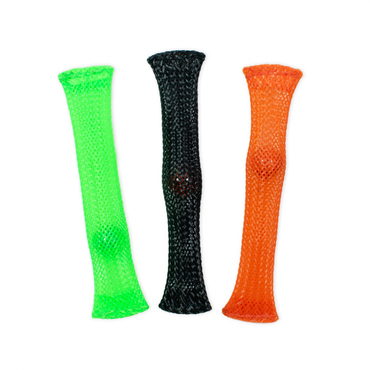 Fidget-tub med kula i grönt, svart och orange