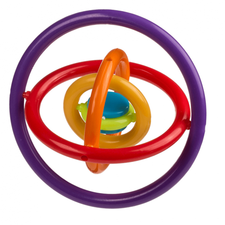 Fingertrixare i plast med färgglada sammanlänkade ringar och ett roterande centrum.
